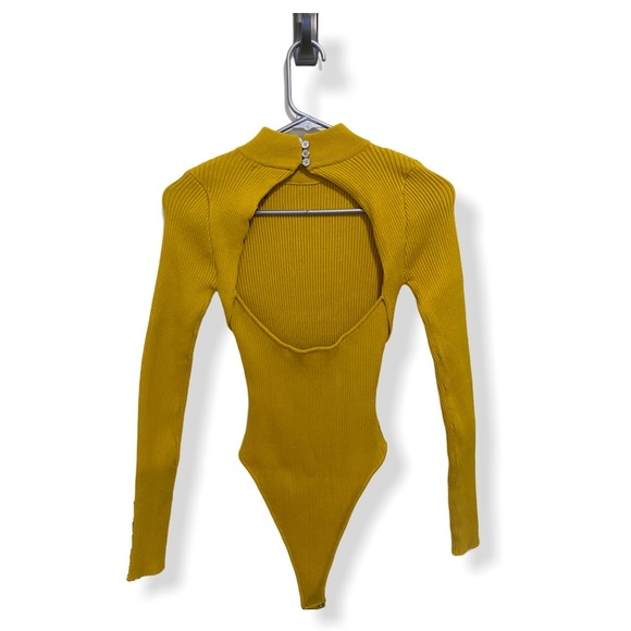 Forever 21 Tops - Yellow Backless Turtleneck Bodysuit